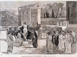 迪亚尼拉的到来，出自卡米耶-圣桑斯的戏剧《迪亚尼拉》，1898年在贝济耶竞技场演出。 作者 匿名匿名