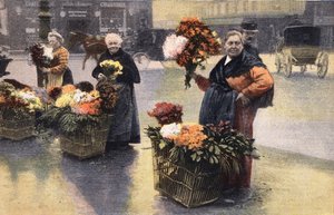 菊花党：街上的菊花商人。雕版画。1910年11月20日《小巴黎》报之一。私人收藏。 作者 匿名匿名