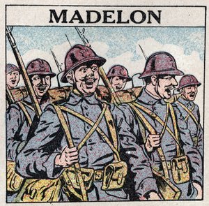 音乐的效果：法国歌曲 "La Madelon "给军队带来勇气。1925年的匿名插图。私人收藏。 作者 匿名匿名