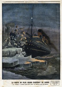"世界上最大的邮轮的损失："泰坦尼克号 "在与冰山相撞后陷入黑暗"，1912年4月28日《小报》上的版画。 作者 匿名匿名