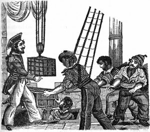 海盗“龙本”约翰·艾弗里（1643 年）在他的船上装载了三箱叛国者（黄金和石头）。 1837 年版的“海盗自己的书”。 作者 匿名匿名