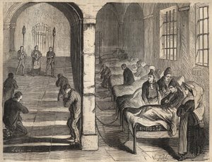 19世纪在土伦巴格内的维塔卡。皮埃尔-扎科内（Pierre Zaccone）（1817-1895年）在 "Histoire des bagnes depuis leur création à nos jours"（1877年）中的雕刻（Colonia Penale--刑罚殖民地）。私人收藏。 作者 匿名匿名