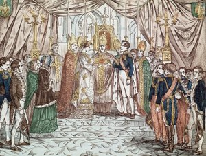 拿破仑三世和欧亨尼娅-玛丽亚-德-蒙蒂霍-德-古斯曼的婚礼，1853年1月30日在圣母大教堂举行（雕刻）。 作者 匿名匿名