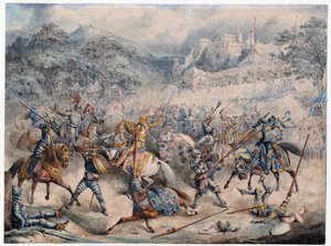 Tournoi (Moyen age) - 骑马骑士锦标赛 - 匿名 - 1840 - 彩色石版画 - 20,3x30,5 - 私人收藏 作者 匿名匿名