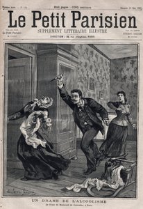 各种事实：酗酒的戏剧--巴黎库尔塞勒大道的犯罪--1891年《小巴黎人》的版画--私人收藏品 作者 匿名匿名