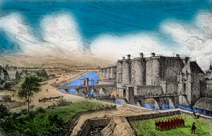 国王查理五世（1338-1380）时期的巴士底狱及其周围的墙壁，版画，私人收藏 作者 匿名匿名