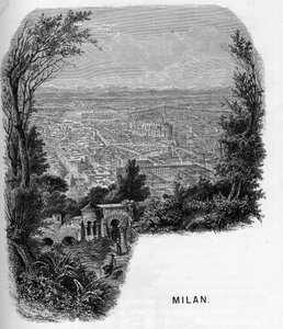 意大利米兰（Milano）市的景色。1859年的雕版画，载于Armengaud的《les galeries de l