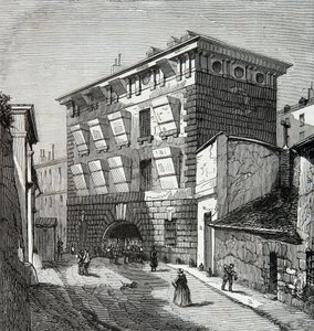 19世纪巴黎西西里王妃街的前监狱景观，版画，私人收藏 作者 匿名匿名