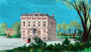 吉奥奇诺（Gioacchino，Giovacchino）-罗西尼（1792-1868）在布洛涅河畔帕西的房子景观，版画，私人收藏 作者 匿名匿名