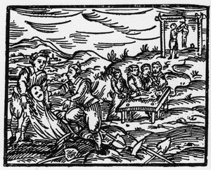 女巫在公墓中威慑死者--"Compendium Maleficarum"，关于女巫、她们的邪恶和她们的财团的交易，由Francesco Maria Guazzo或Guaccio或Guaccius(15?-16?)1608私人收藏 作者 匿名匿名