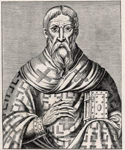 portrait of Dionysius the Areopagite - Portrait of Saint Denys the Areopagite (1st century), Greek eveque - Engraving after an illustration of the “Life of illustrious Men” by Thevet - In “” Les Missions Catholiques au XIXeme Siecle”” by Louis-Eugene (Loui 作者 匿名匿名
