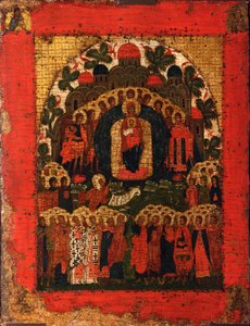 在15世纪晚期的The Rejoiceth。 作者 匿名俄罗斯圣像画家