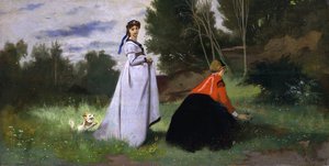风景中的两位女士，1867年。 作者 安塞姆·费尔巴哈