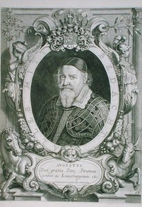 小奥古斯特（1579-1666）布伦瑞克-沃芬布特尔-卢恩贝格公爵，出自《肖像画》，由科恩拉德-沃曼斯雕刻，1706年出版（雕刻）。