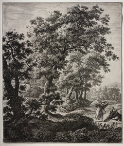 六幅大型直立式风景画，描绘了《旧约》中的场景：天使安慰夏甲