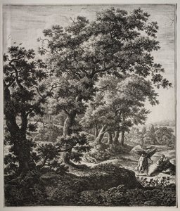 六幅大型直立式风景画，描绘了《旧约》中的场景：天使安慰夏甲 作者 安东尼滑铁卢