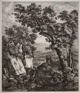 六幅大型直立式风景画，描绘了《旧约圣经》中的场景：托比亚斯和天使 作者 安东尼滑铁卢