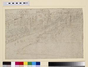 Borough High Street与St. Mary Overy，来自&39;The London of London&39;，c.1544（钢笔墨水和铅笔在纸上） 作者 安东尼·范·登·温加德