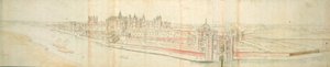 汉普顿宫从河，1544年（笔，墨水和纸上的wc） 作者 安东尼·范·登·温加德
