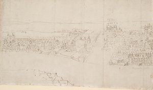从南华克看到的伦敦全景：达勒姆宫到巴纳德城堡，1554年 作者 安东尼·范·登·温加德