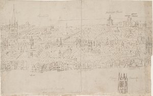 从南华克看到的伦敦全景：圣保罗大教堂，1554年 作者 安东尼·范·登·温加德