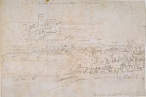 汉普顿宫、里士满和周围乡村的研究单张，约1560年代。 作者 安东尼·范·登·温加德