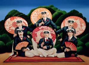 带雨伞的水手，1995年（丙烯酸船上） 作者 安东尼·索斯科姆