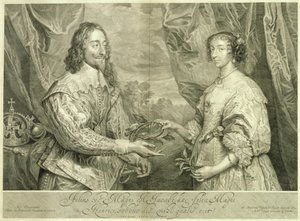 查理一世（1600-49）和亨丽埃塔玛丽亚（1609-69）由乔治·维尔特（1684-1756）在1634年，1742年绘画后刻。 作者 安东尼·范·戴克