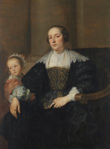 德语： Bildnis der Anna van Thielen, Gattin des Malers Theodoor Rombouts, mit ihrer Tochter Anna Maria 画家 Theodor Rombouts 的妻子 Anna van Thielen 与他们的女儿 Anna Maria 的肖像画 作者 安东尼·范·戴克