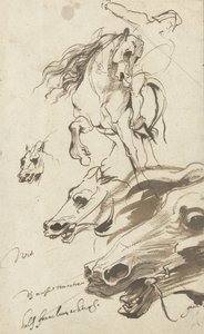 研究骑手和马头，1620-1（笔和纸在纸上） 作者 安东尼·范·戴克