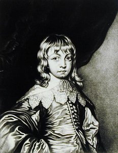 乔治，白金汉公爵（1592-1628）的肖像，由英国历史上杰出人物罗伯特·邓卡顿（1744-c.1817）刻（mezzotint）