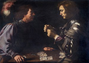 纸牌玩家，c.1620（布面油画） 作者 格拉米塔葡萄酒