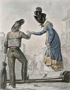 支付街道清扫车的妇女穿过一条肮脏的街道的跳板 作者 安东尼·查尔斯·贺拉斯·韦尔内