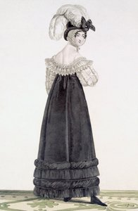 天鹅绒晨衣的女士，来自&39;Incroyable et merveilleuse&39;的24号板，由Georges Jacques Gatine（1773-1831），酒吧雕刻。巴黎，1797年（aquatint雕刻） 作者 安东尼·查尔斯·贺拉斯·韦尔内
