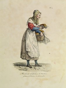 来自&39;The Cries of Paris&39;系列的10号Nanterre Cake卖家，由Francois Seraphin Delpech（1778-1825）（彩色光刻）雕刻而成 作者 安东尼·查尔斯·贺拉斯·韦尔内