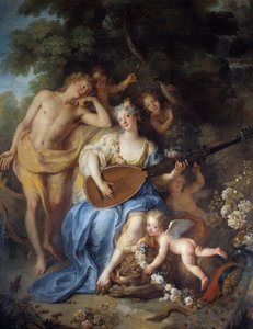 “维拉尔公爵夫人的肖像”的细节”nee Angelique de Varangeville（1683 -？）。 Antoine Coypel (1661-1722) 的绘画