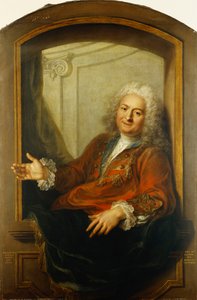 杜比勒先生肖像，中体，坐在长袍上，坐在窗边，1733年