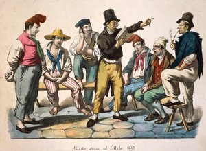 码头上的说书人，安托万-让-巴蒂斯特-托马斯（1791-1834），印刷品，法国 作者 安托万·让·巴蒂斯特·托马斯