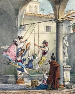秋千》，安托万-让-巴蒂斯特-托马斯（1791-1834）的版画，出自《在罗马和周边地区的一年》，法国 作者 安托万·让·巴蒂斯特·托马斯