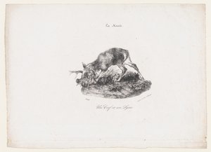 一头鹿和一只猞猁，1834年。 作者 安托万·路易斯·巴里