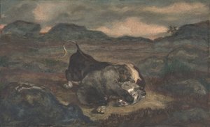 熊杀牛，1810-75。 作者 安托万·路易斯·巴里