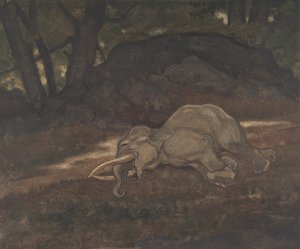 沉睡的大象，1810-75。 作者 安托万·路易斯·巴里