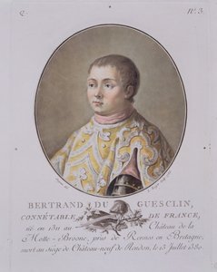 Bertrand du Guesclin（1311-80）的肖像，法国高级警员，由Leon Roger雕刻，1786年