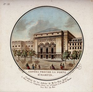 根据建筑师勒诺尔的图纸在巴黎圣马丁门附近建造的歌剧，今天是圣马丁门的剧院。中士在巴黎主要建筑的假想图中写道 作者 安托万·路易斯·弗朗索瓦·瑟金特·玛索