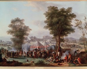 拿破仑一世皇帝的露营地，靠近奥地利埃伯斯贝格城堡，1809 年 4 月 5 日（绘画