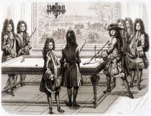 路易十四在打台球（与 Monsieur（国王的兄弟）、旺多姆公爵、图卢兹伯爵、Chamillart、le Roi、M. d
