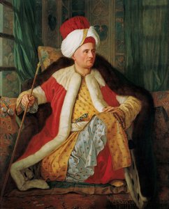 Vercennes的Charles Gravier伯爵和法国大使的肖像，土耳其服装，十八世纪下半叶。