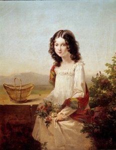 Lise Aubin de Fougerais 的肖像 由 Hortense Haudebourg Lescot (1784-1845) 1817 年作画。 0.4x0.32 米。