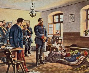 弗里德里希-威廉王储在杜埃将军的遗体前，1870 年 8 月 4 日（彩色石版印刷增强版）