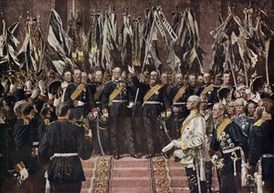 King Wilhelm I of Prussia proclaimed Emperor of a united Germany, Versailles, France 作者 安东·亚历山大·冯·沃纳（后）